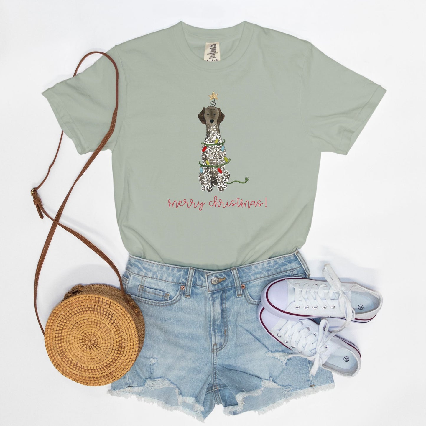 Festive Christmas German Shorthair Pointer Comfort Color Tee