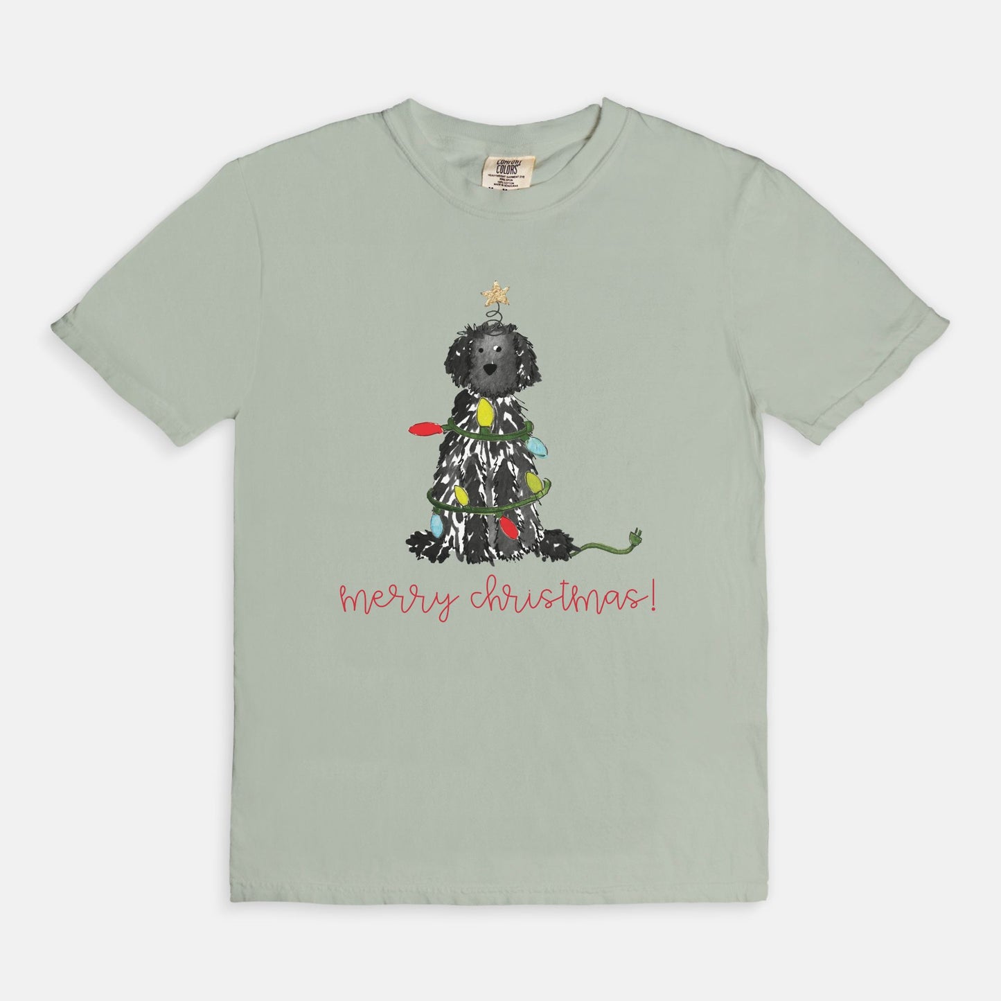 Festive Christmas Black Doodle Comfort Color Tee