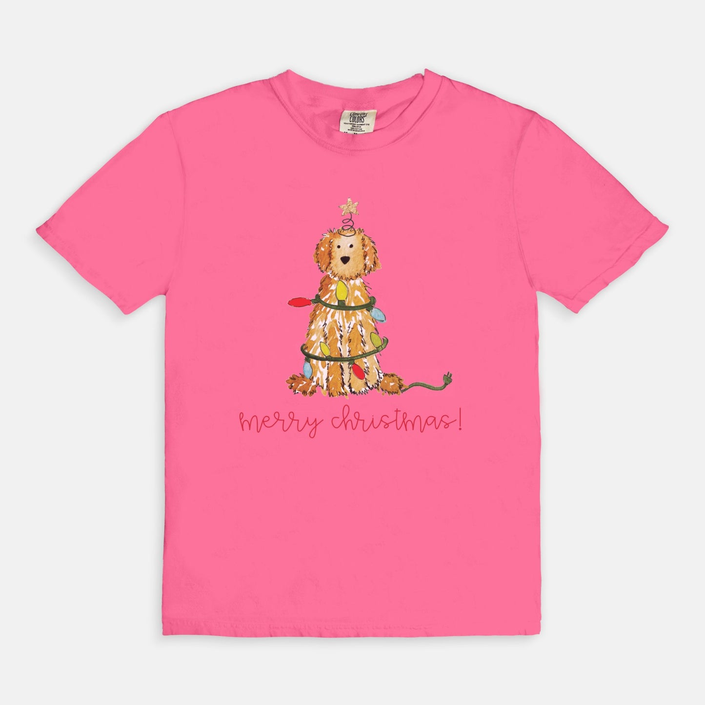 Festive Christmas Apricot Doodle Comfort Color Tee