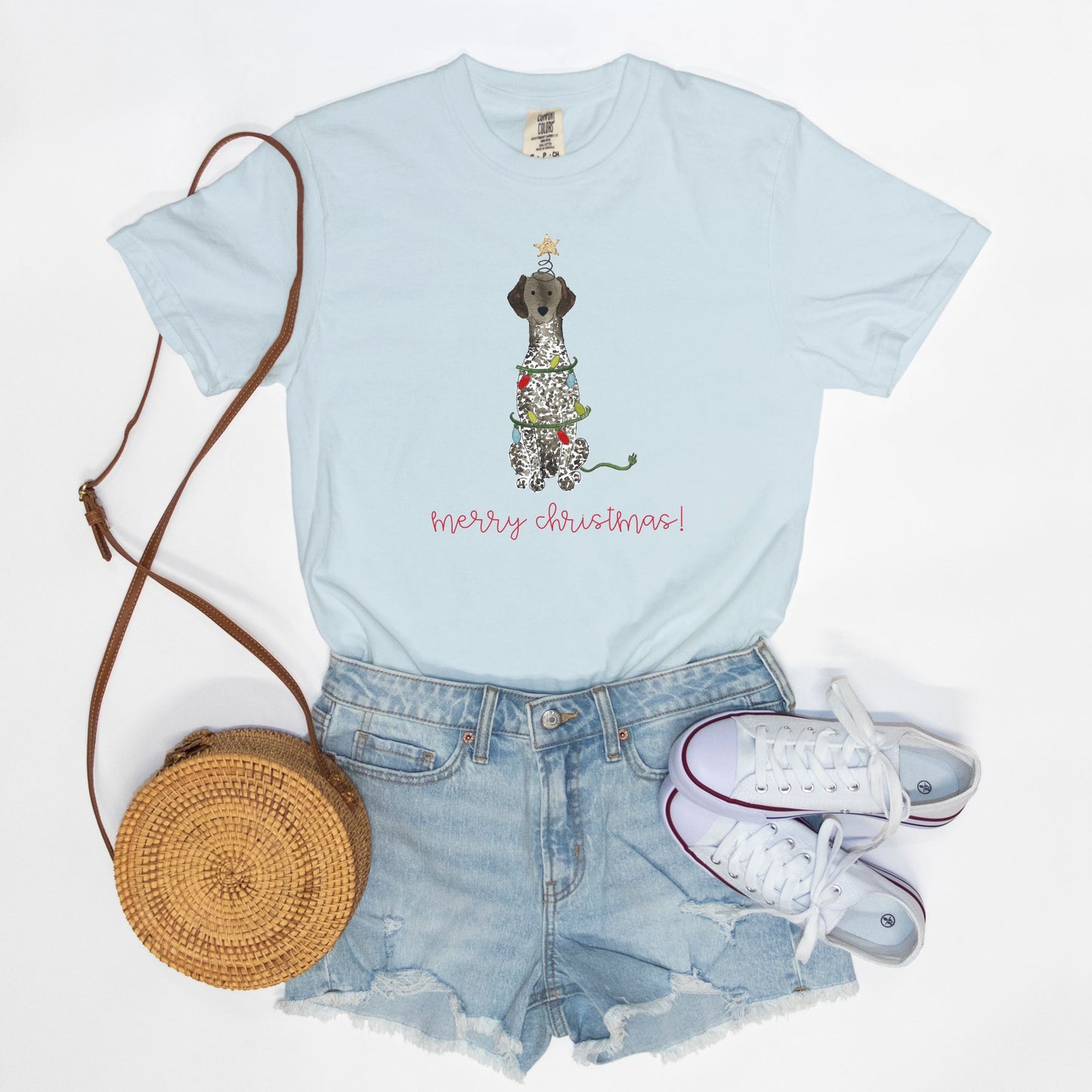 Festive Christmas German Shorthair Pointer Comfort Color Tee