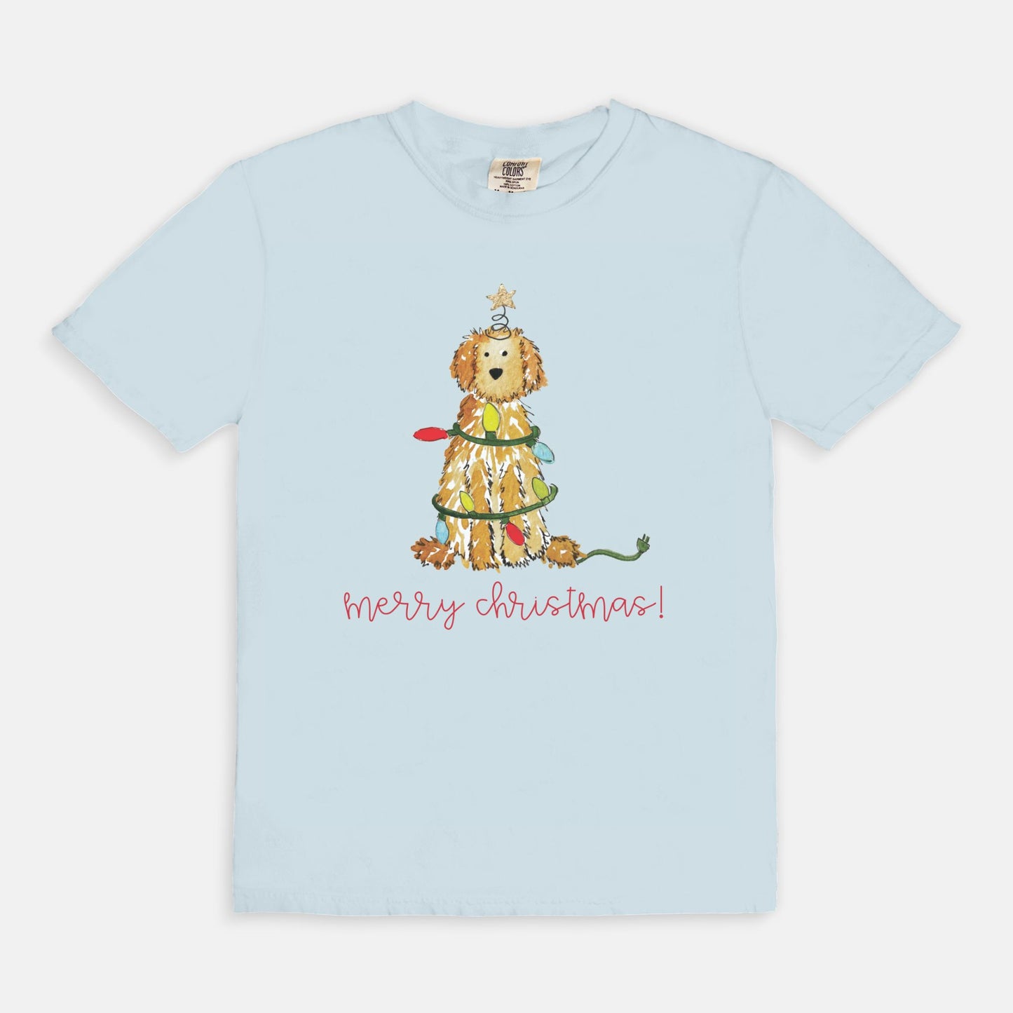 Festive Christmas Apricot Doodle Comfort Color Tee
