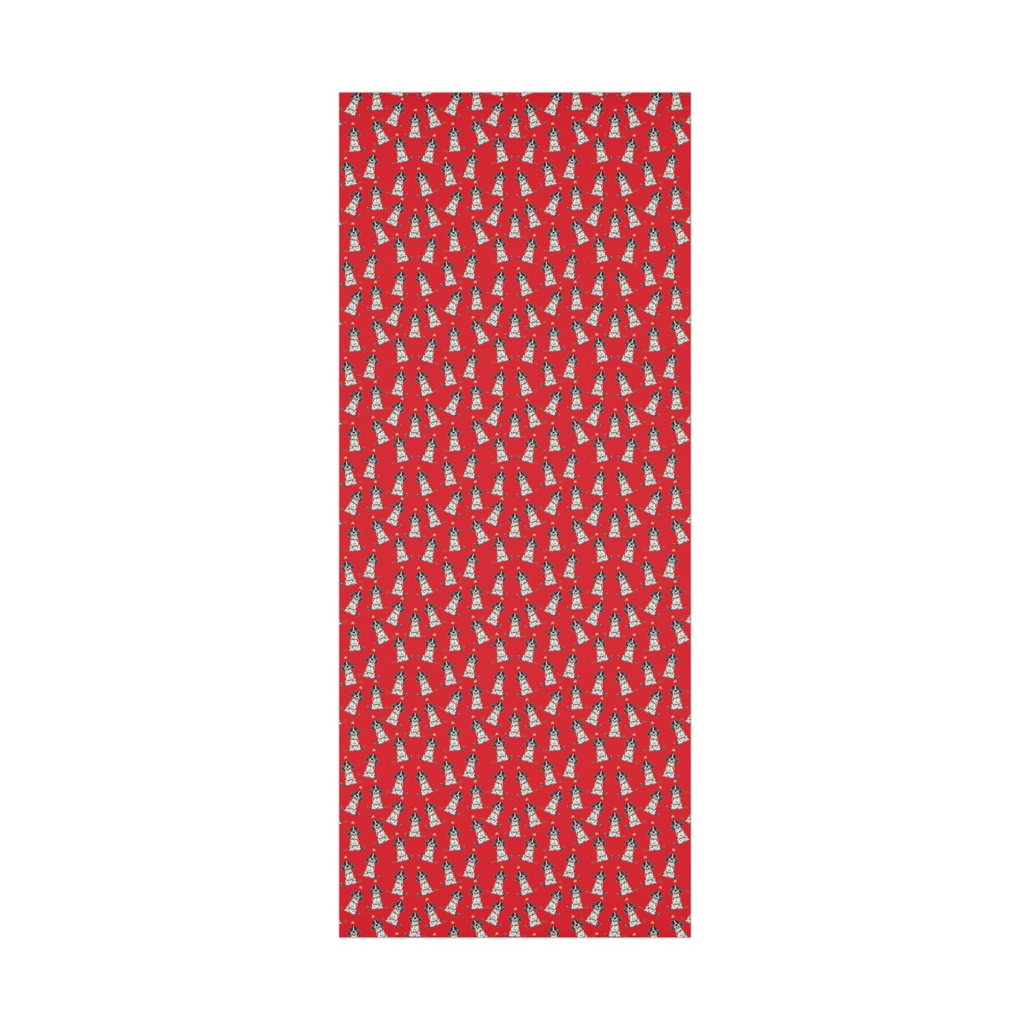 Festive Christmas Black Parti Spaniel Gift Wrap - Red