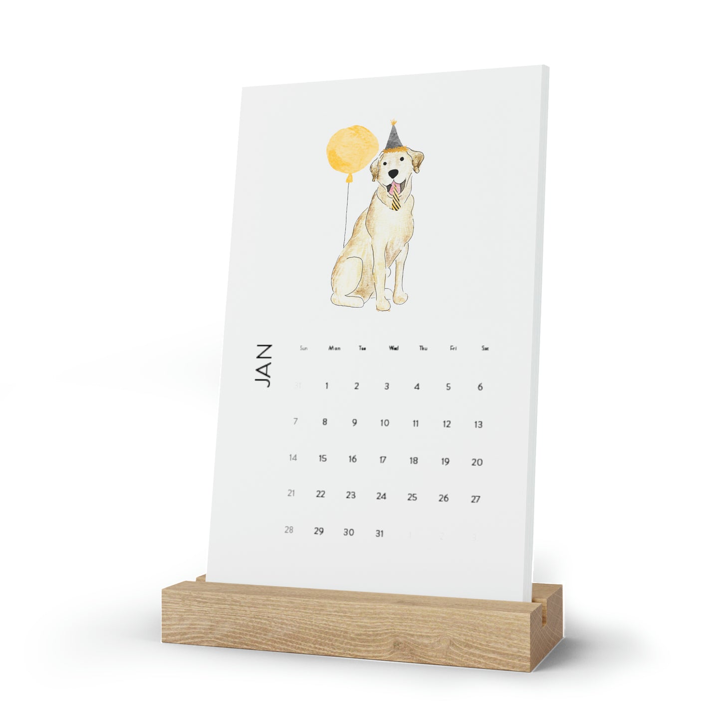 White Lab Tabletop Desk 2024 Calendar