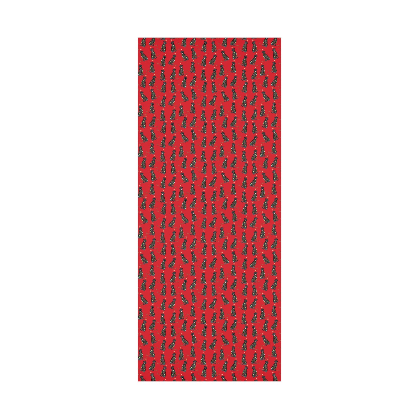 Festive Christmas Black Lab Gift Wrap - Red