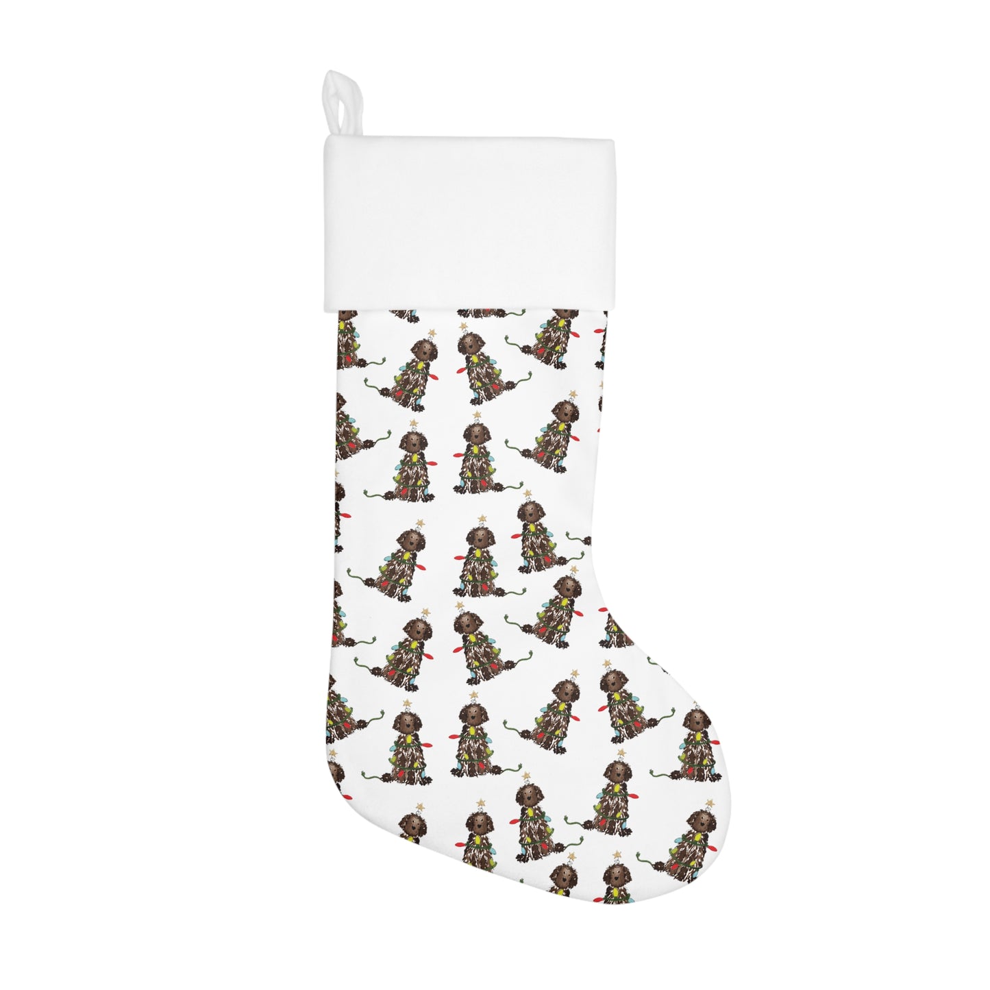 Brown Doodle Christmas Stocking | Christmas Goldendoodle Pet Stockings, Dog Stocking