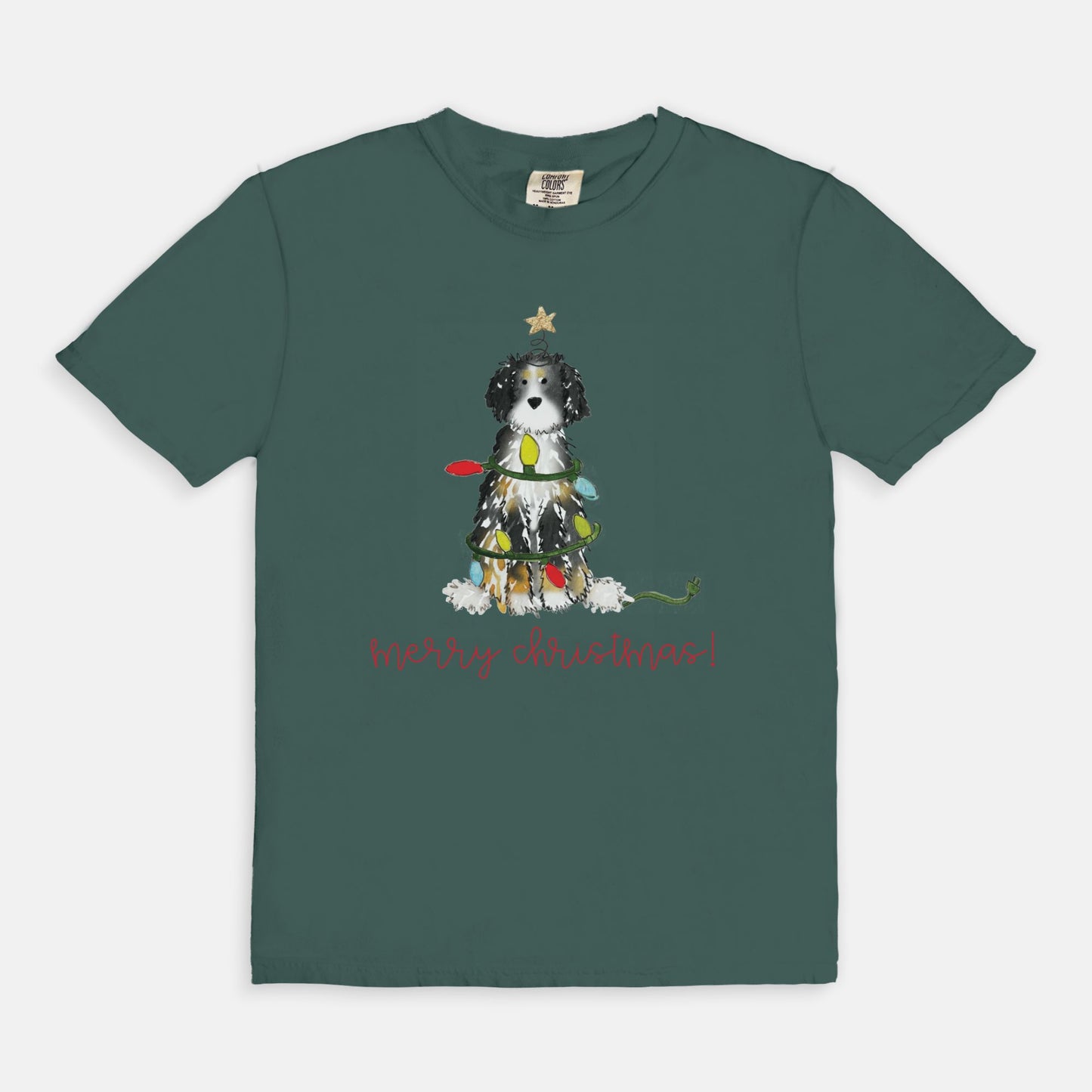 Festive Christmas Bernadoodle Comfort Color Tee