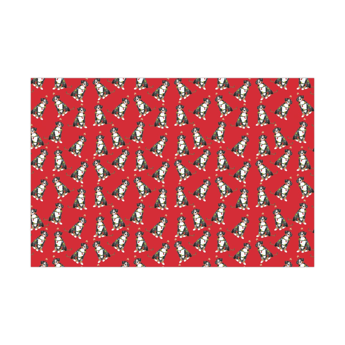Festive Christmas Bernese Mountain Dog Gift Wrap - Red