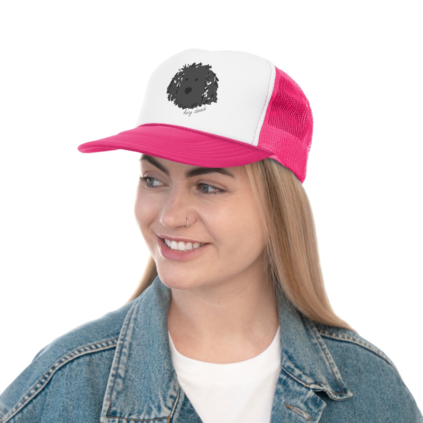 Hey Dood Black Doodle Trucker Cap