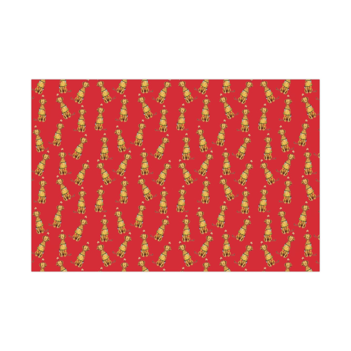 Festive Christmas Vizsla Gift Wrap - Red