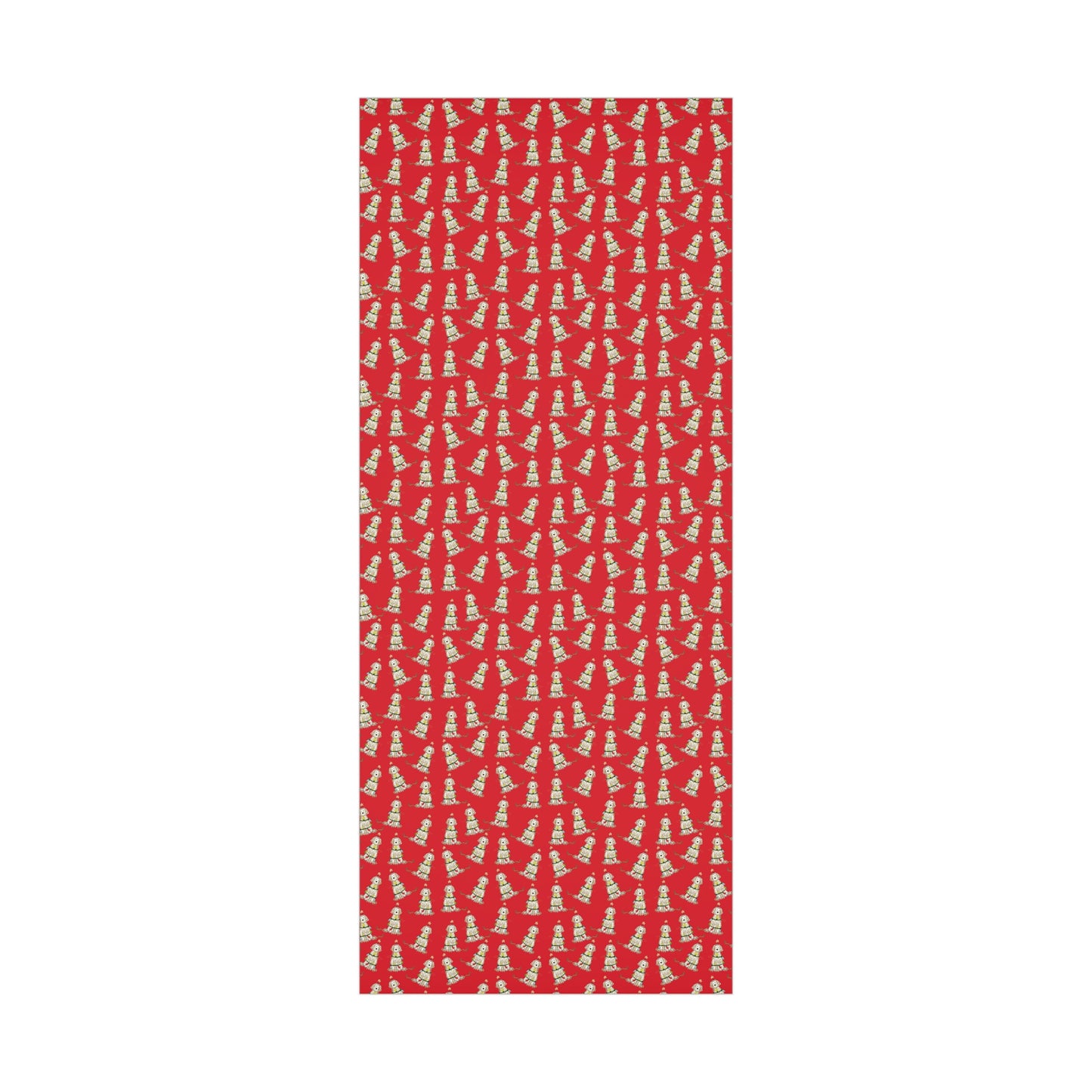 Festive Christmas Cream Doodle Gift Wrap - Red