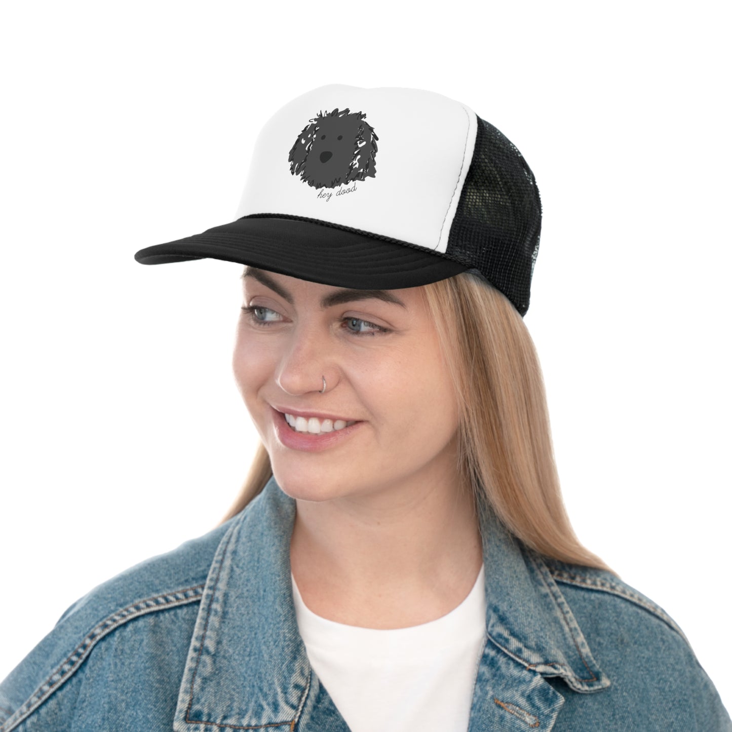 Hey Dood Black Doodle Trucker Cap