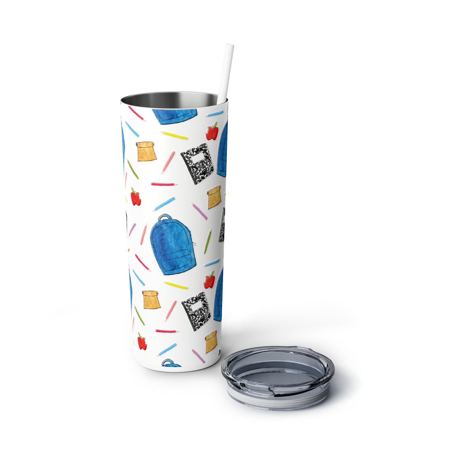 Back to School Pattern Skinny Steel Tumbler