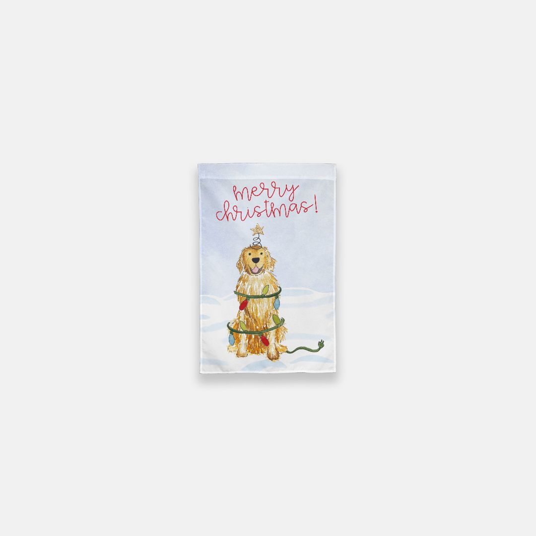 Festive Christmas Golden Retriever Garden Flag
