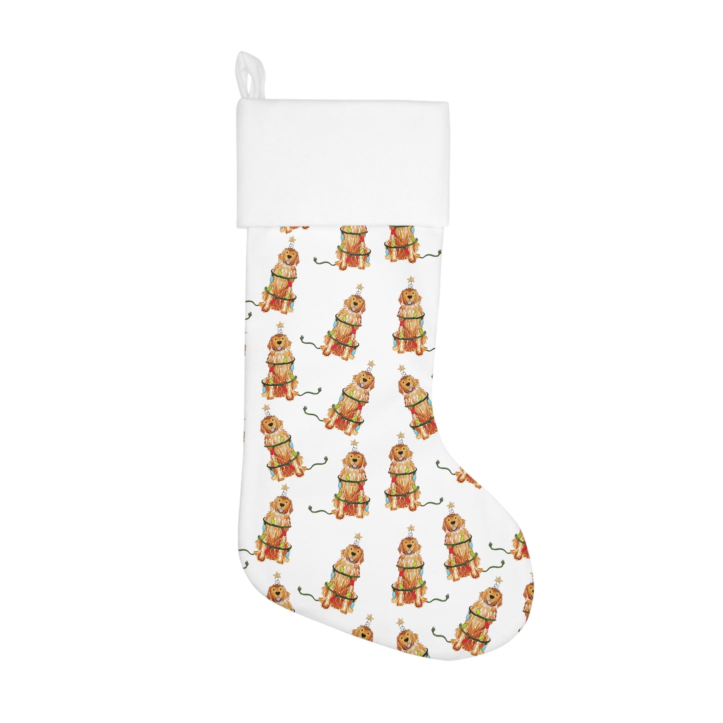 Festive Christmas Red Golden Retriever Stocking | Christmas Black Parti Spaniel Pet Stockings, Dog Stocking