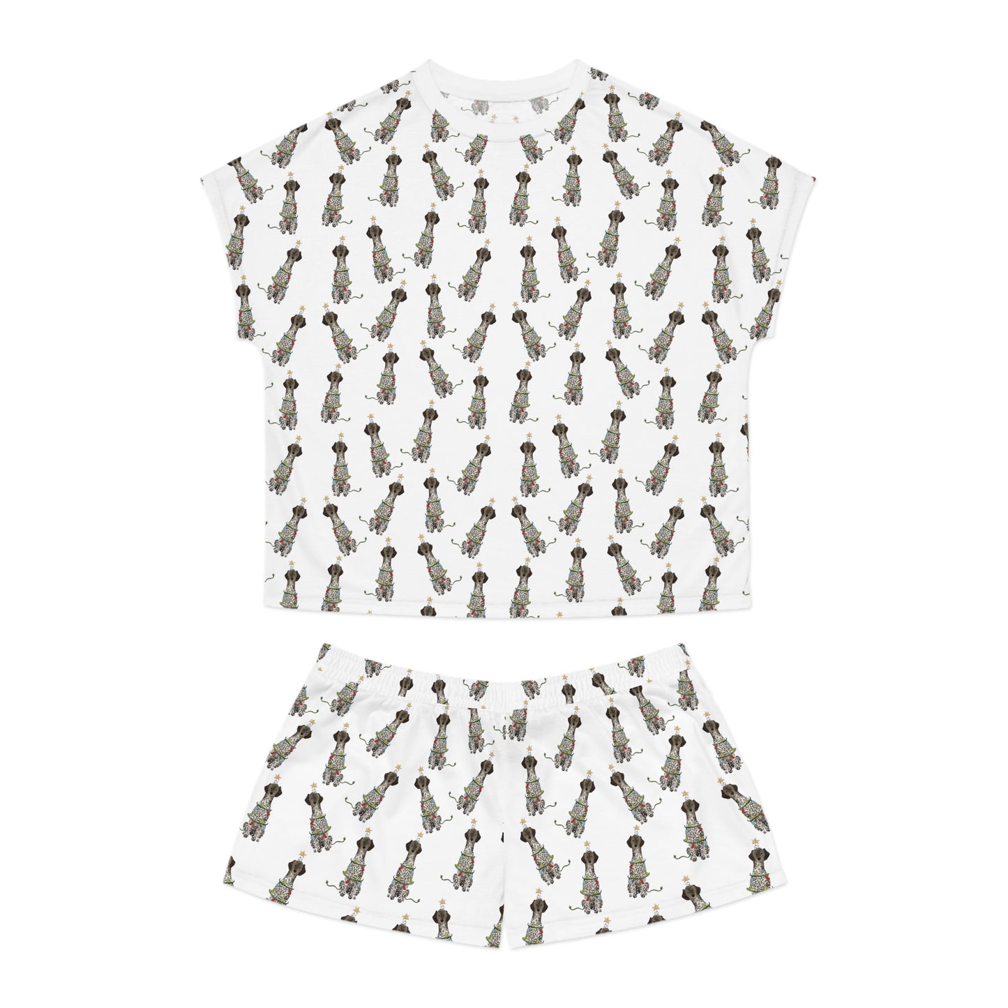 Festive Christmas German Shorthaired Pointer Women's Short Pajama Set