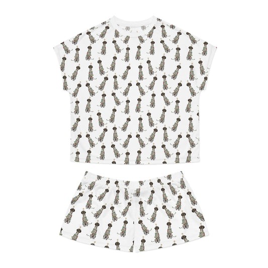 Festive Christmas German Shorthaired Pointer Women's Short Pajama Set