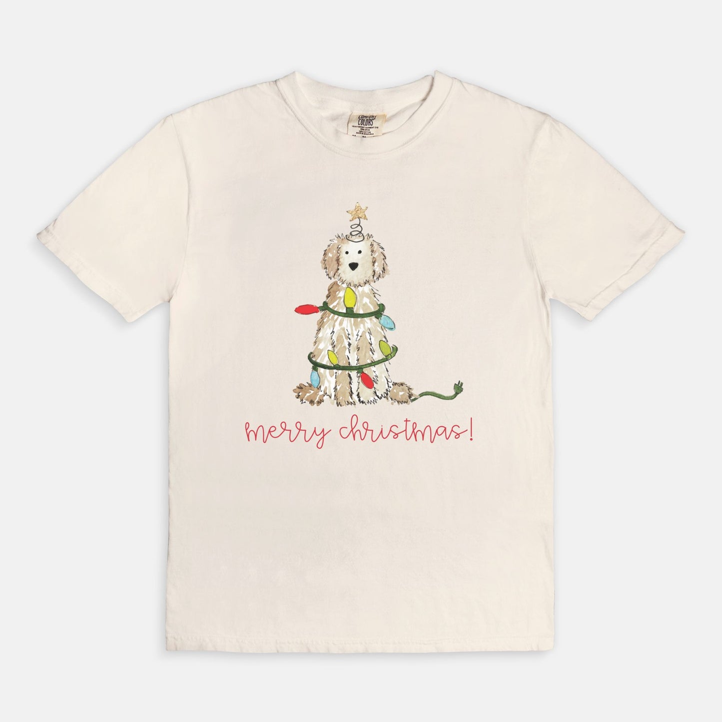 Festive Christmas Cream Doodle Comfort Color Tee