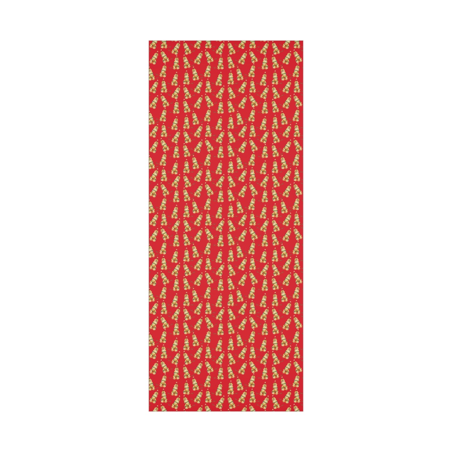 Festive Christmas Golden Retriever Gift Wrap - Red