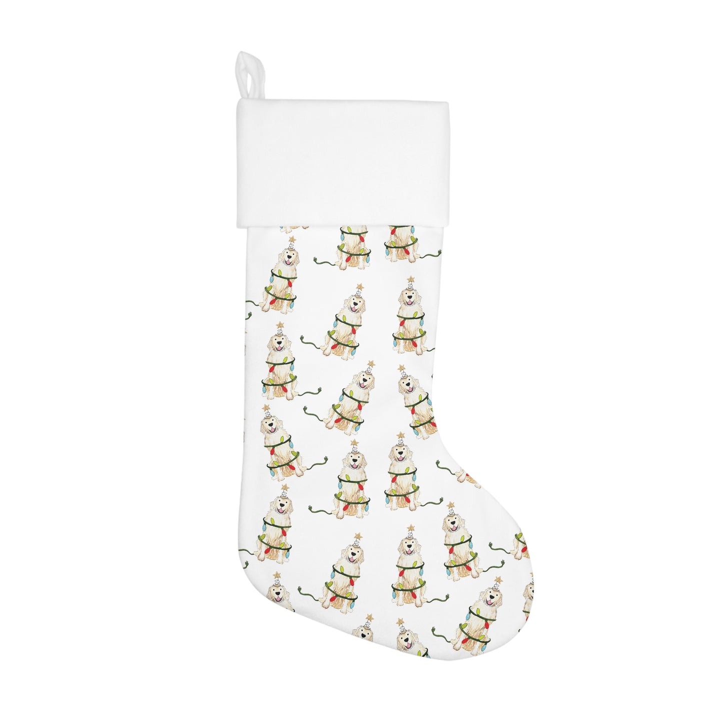 Festive Christmas Light Golden Retriever Stocking | Christmas Dog Stockings, Stockings for Dogs