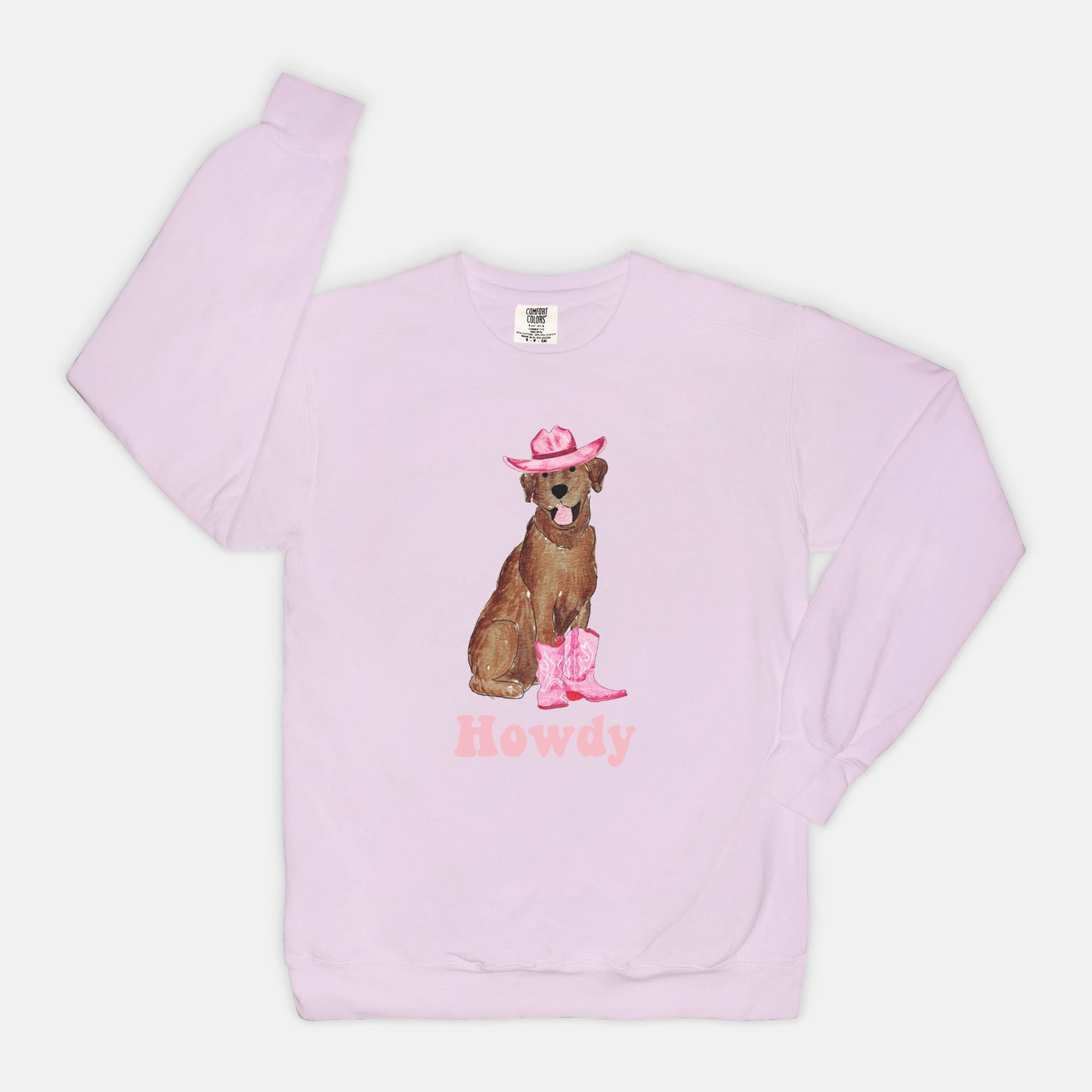 Howdy Cowgirl Chocolate Lab Comfort Color Sweatshirt
