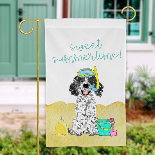 Sandy Summer Spaniel Garden Flag - 12" x 18"