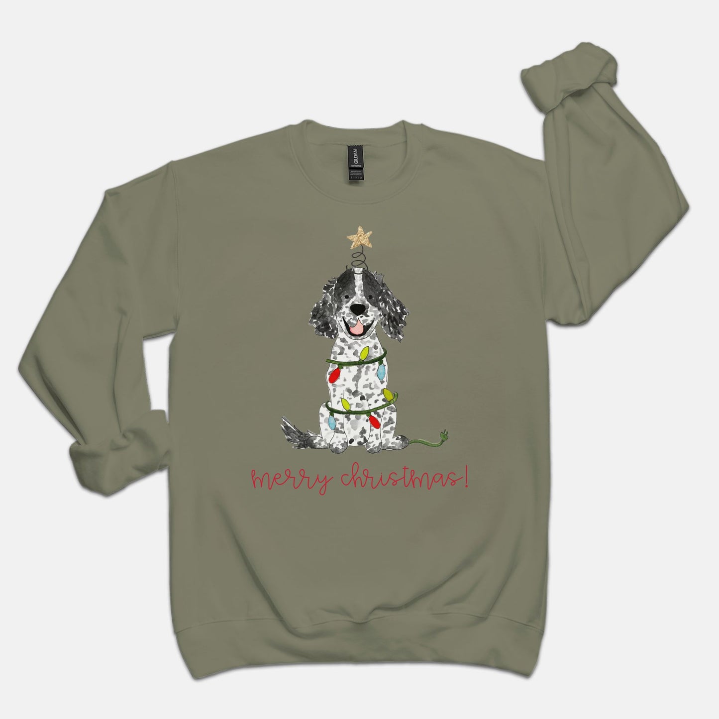 Festive Christmas Brown Parti Spaniel Gildan Sweatshirt