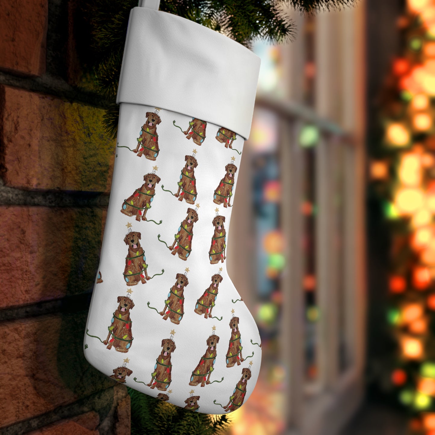 Festive Christmas Chocolate Lab Stocking | Christmas Dog Stockings, Stockings for Dogs