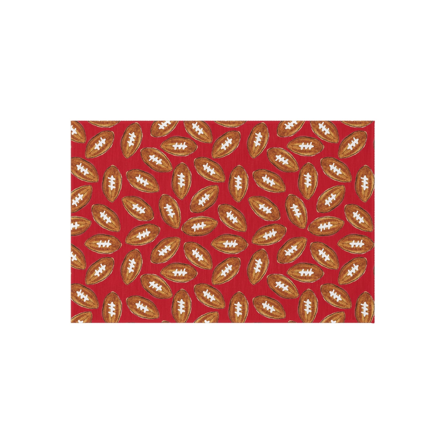 Red Football Pattern Welcome Mat
