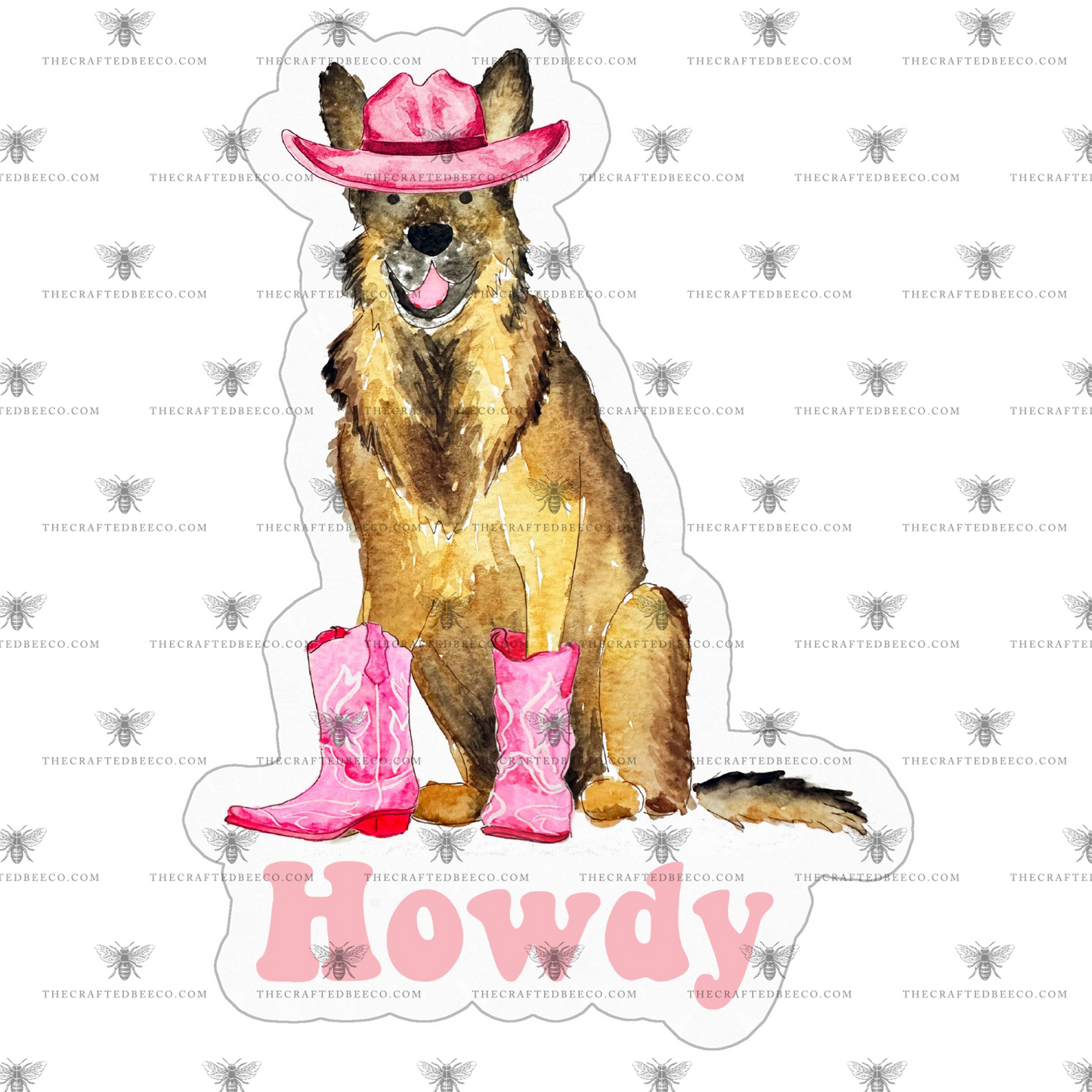 Howdy Cowgirl German Shepherd Decal Sticker - 4" x 4"