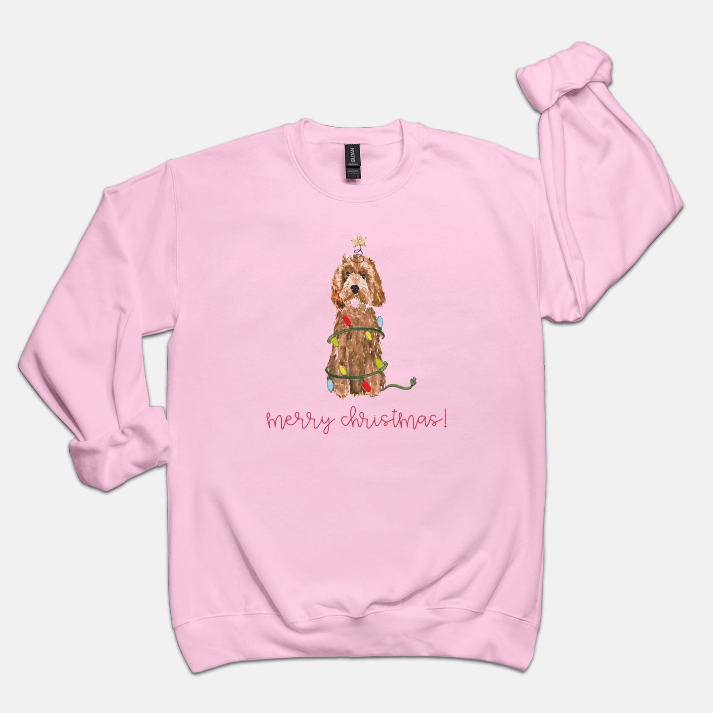 Festive Christmas Apricot Mini Doodle Gildan Sweatshirt
