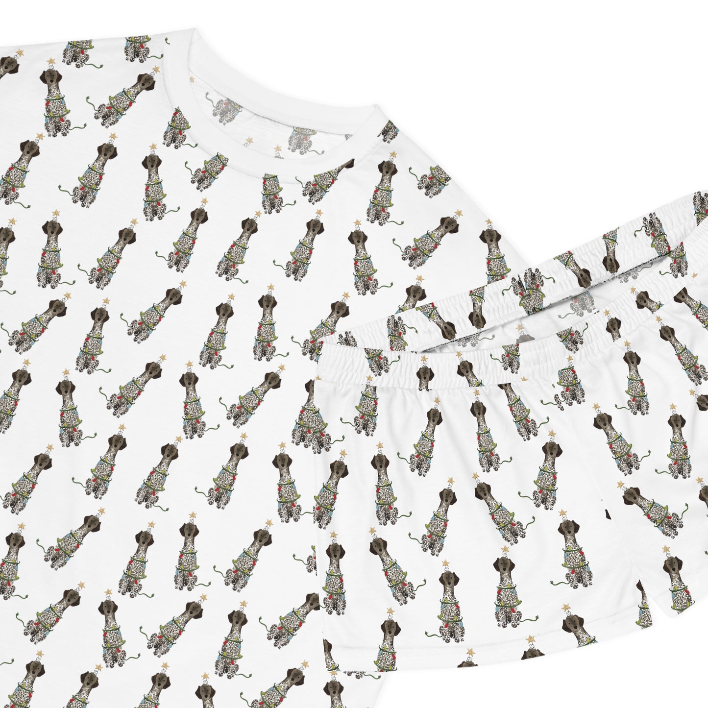 Festive Christmas German Shorthaired Pointer Women's Short Pajama Set