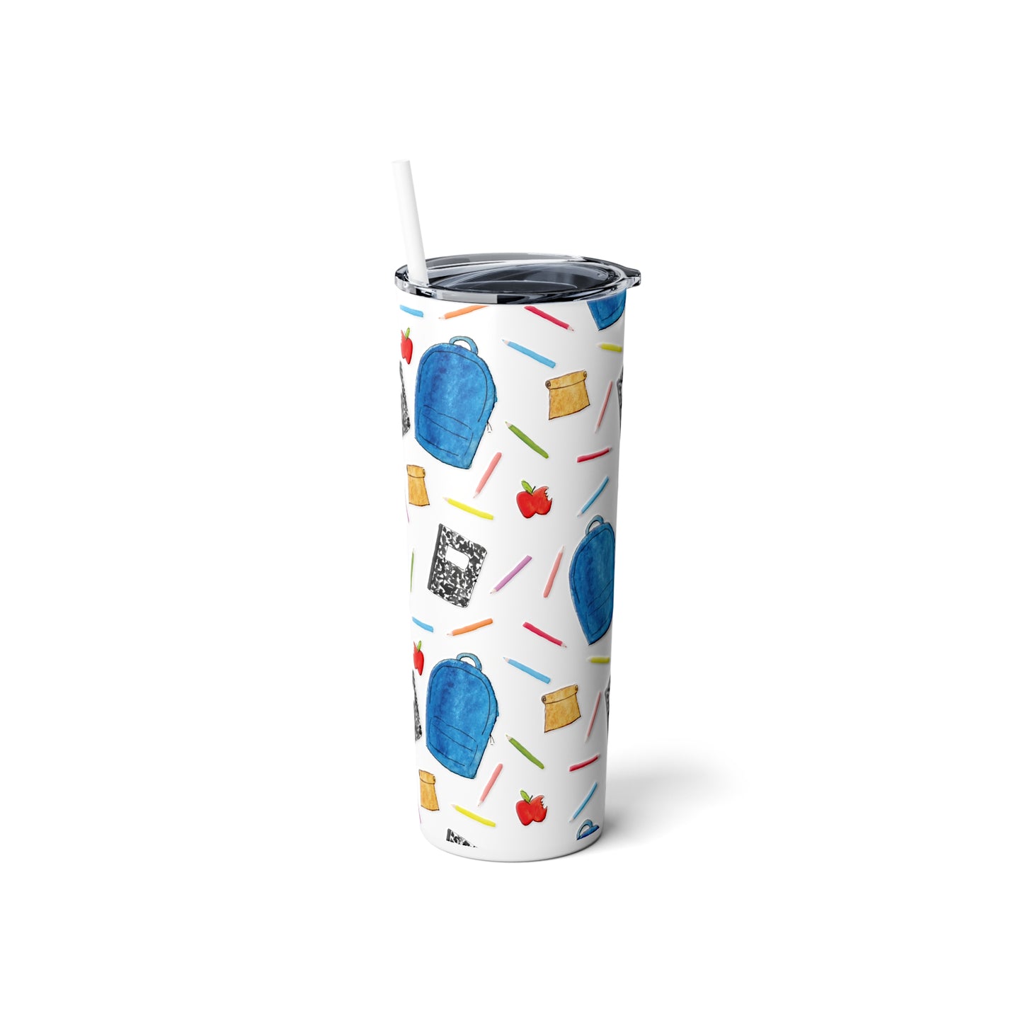 Back to School Pattern Skinny Steel Tumbler