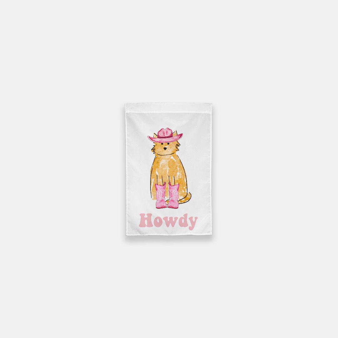 Howdy Cowgirl Cat Garden Flag