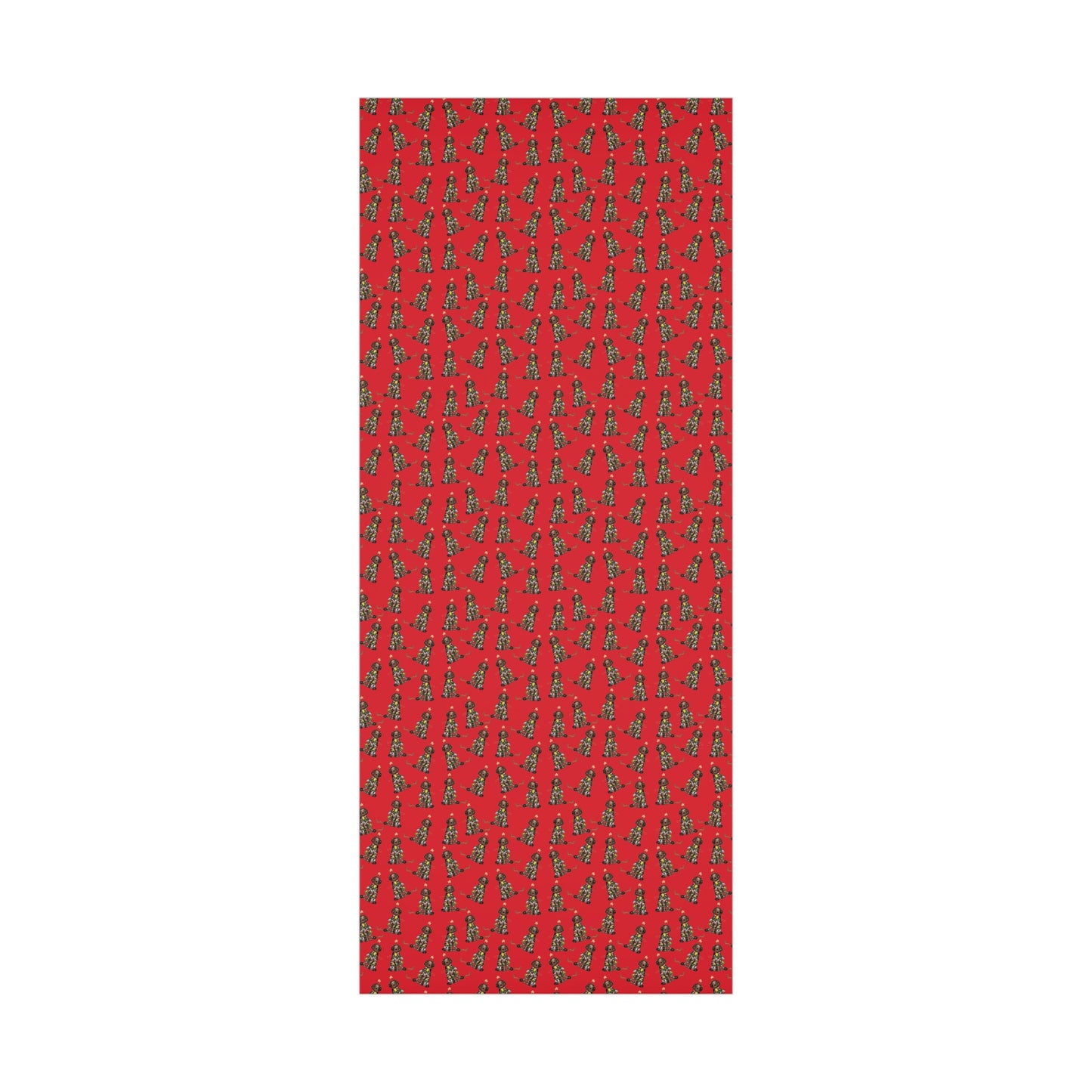 Festive Christmas Brown Doodle Gift Wrap - Red