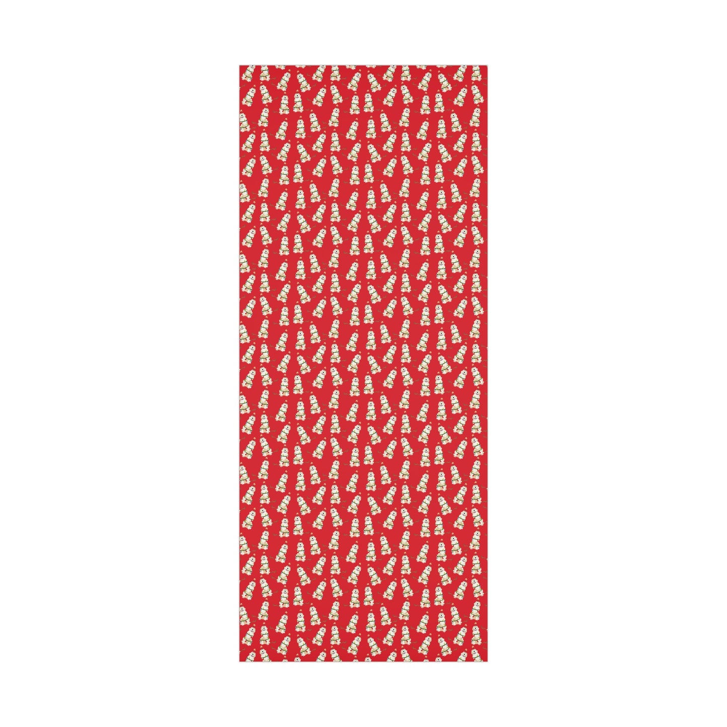 Festive Christmas Light Golden Retriever Gift Wrap - Red