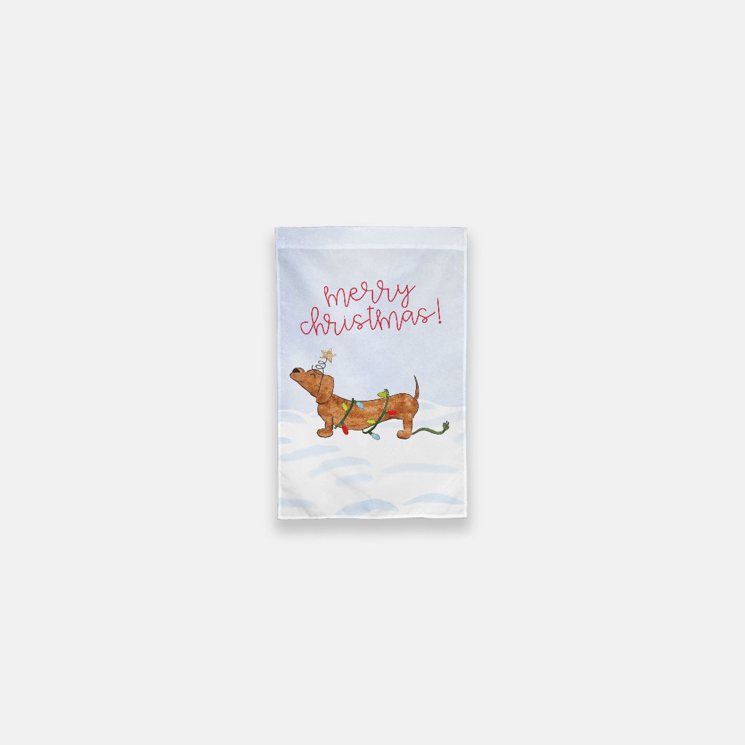 Festive Christmas Dachshund Garden Flag
