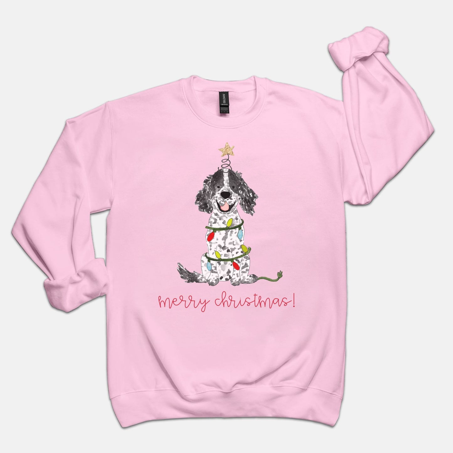 Festive Christmas Brown Parti Spaniel Gildan Sweatshirt