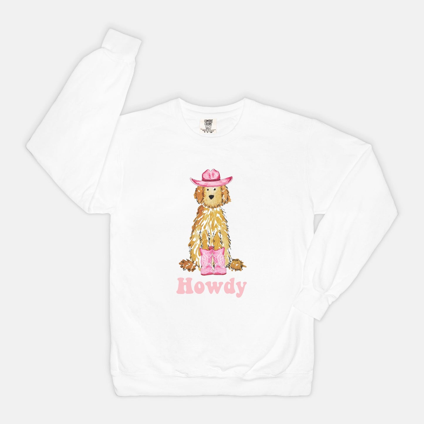 Howdy Cowgirl Apricot Doodle Comfort Color Crewneck Sweatshirt