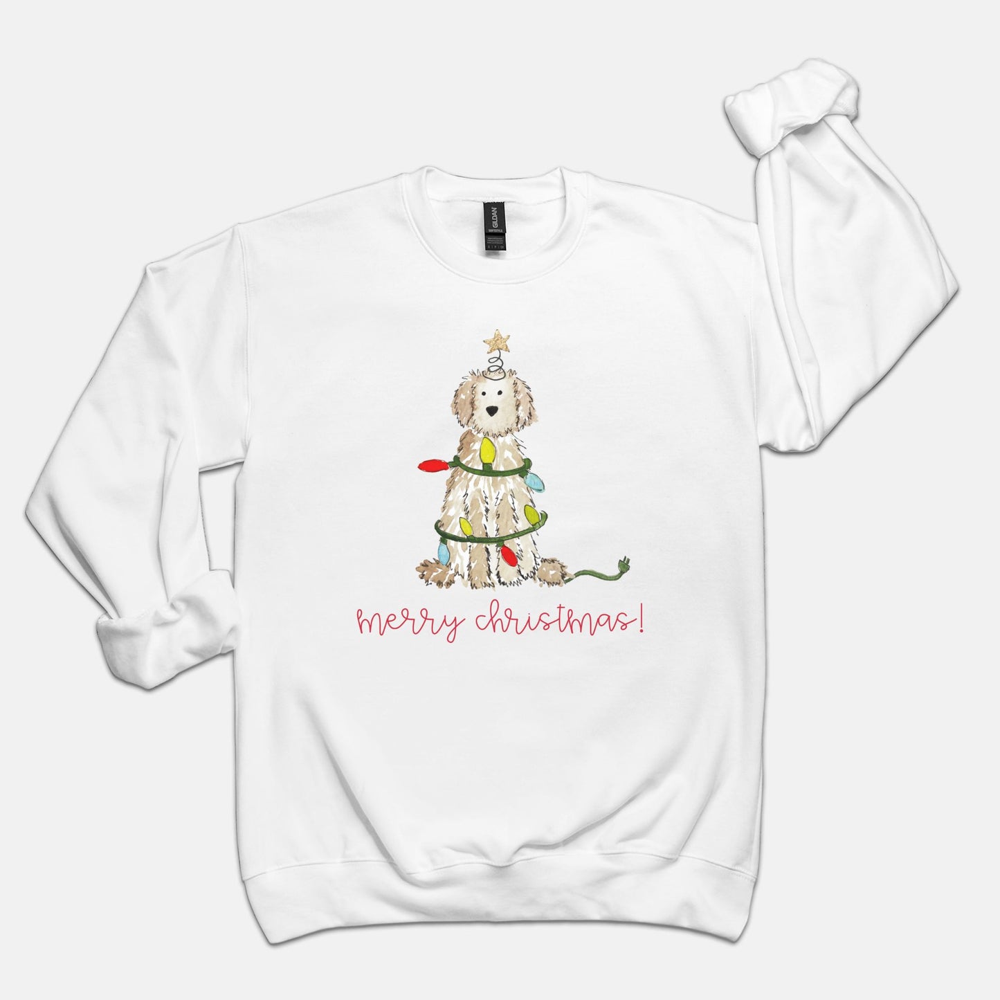 Festive Christmas Cream Doodle Gildan Sweatshirt