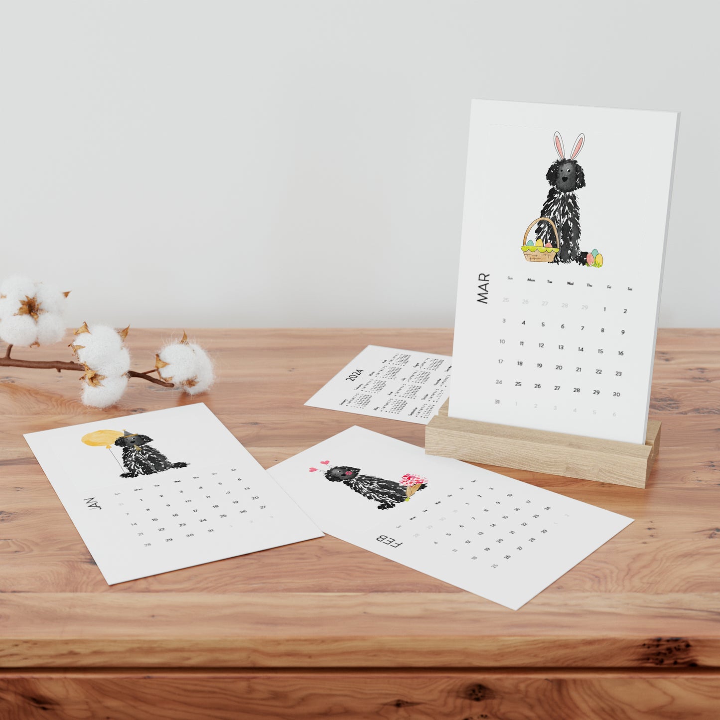Black Doodle Calendar (2024)