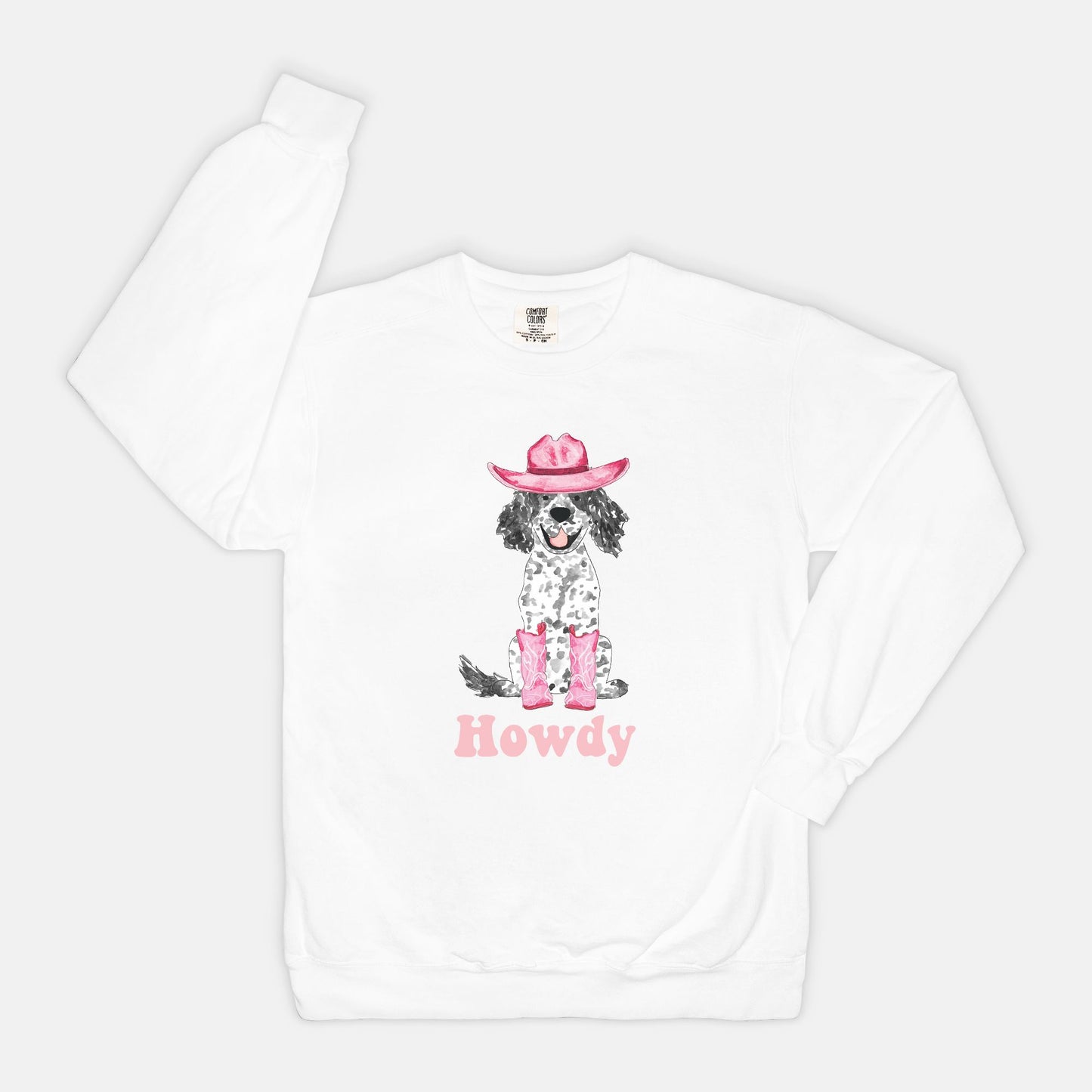 Howdy Cowgirl Spaniel Comfort Color Crewneck Sweatshirt