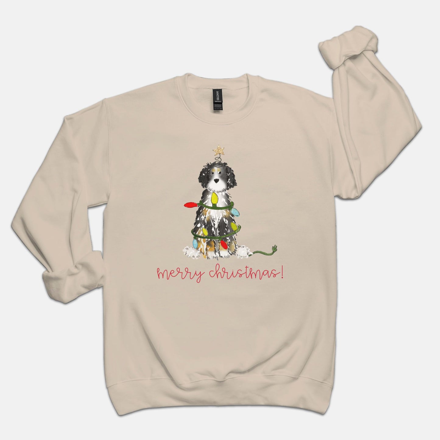 Festive Christmas Bernadoodle Gildan Sweatshirt