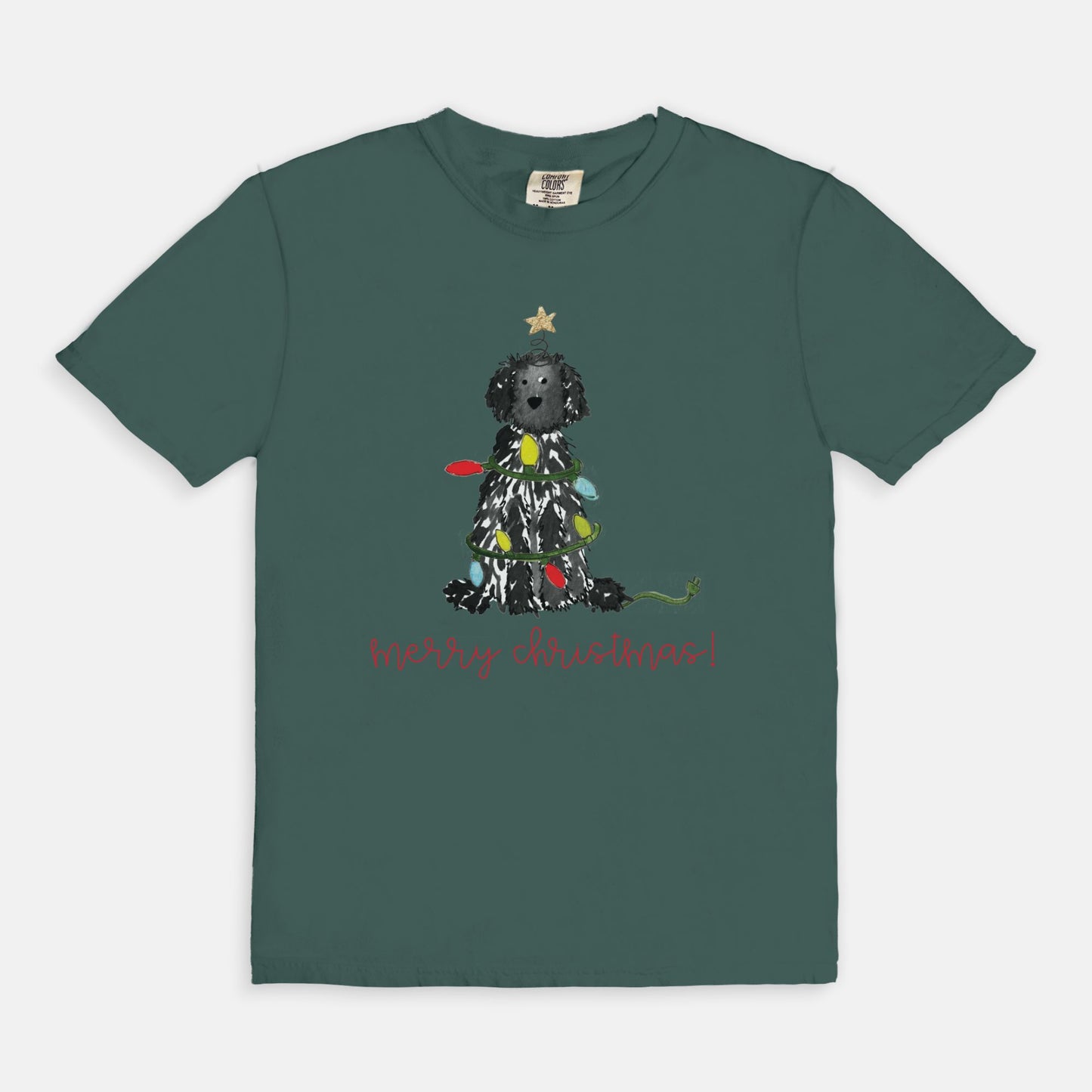 Festive Christmas Black Doodle Comfort Color Tee