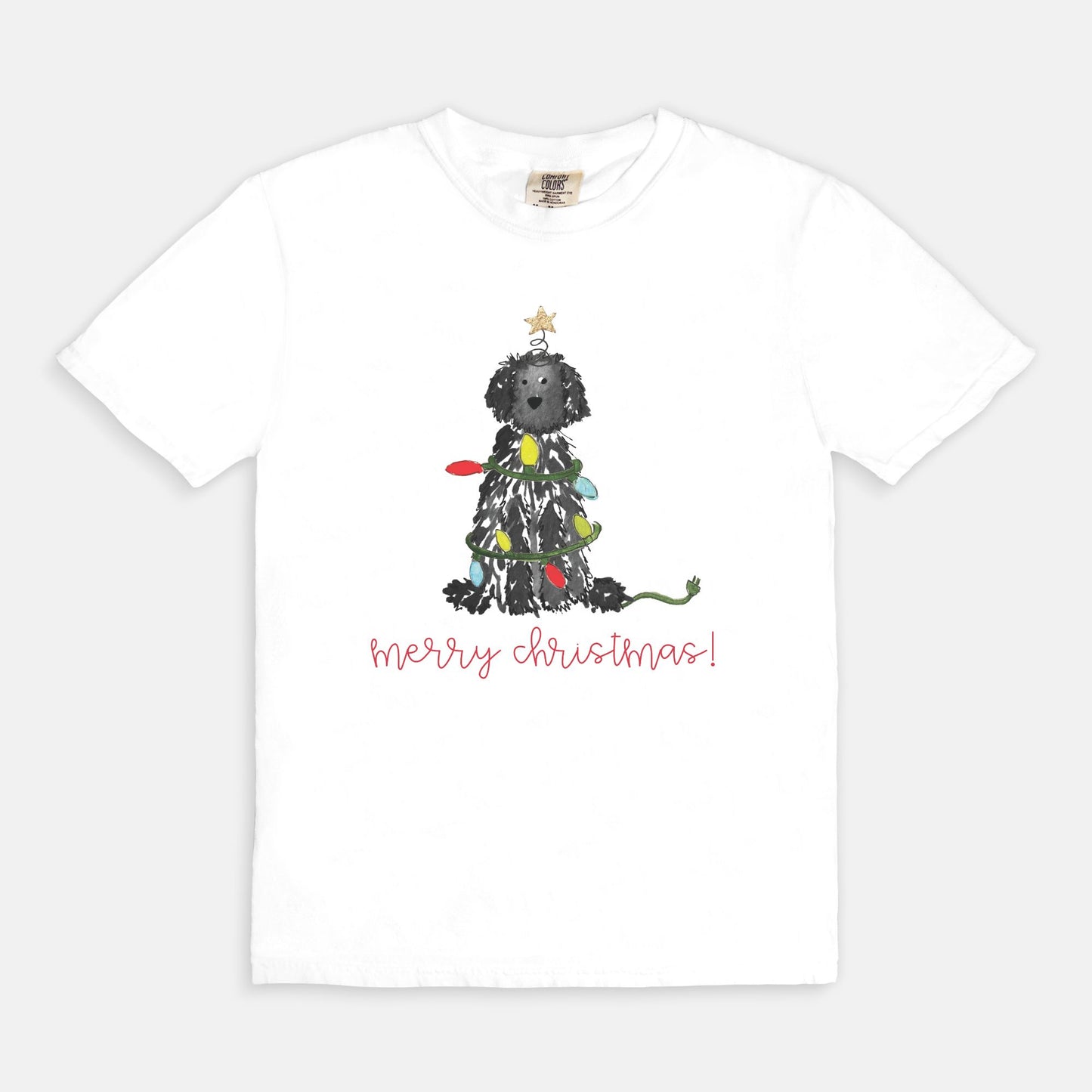 Festive Christmas Black Doodle Comfort Color Tee