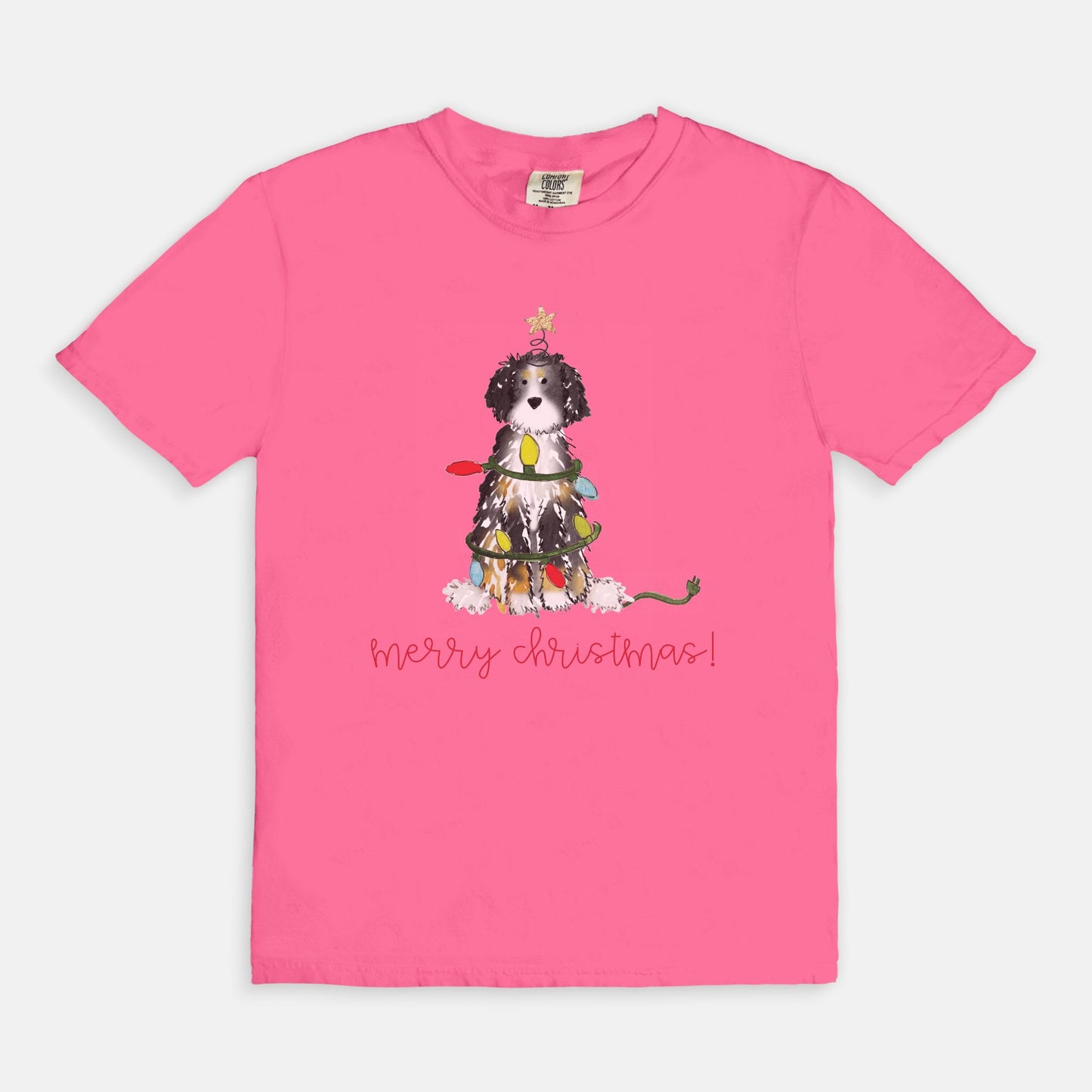 Festive Christmas Bernadoodle Comfort Color Tee