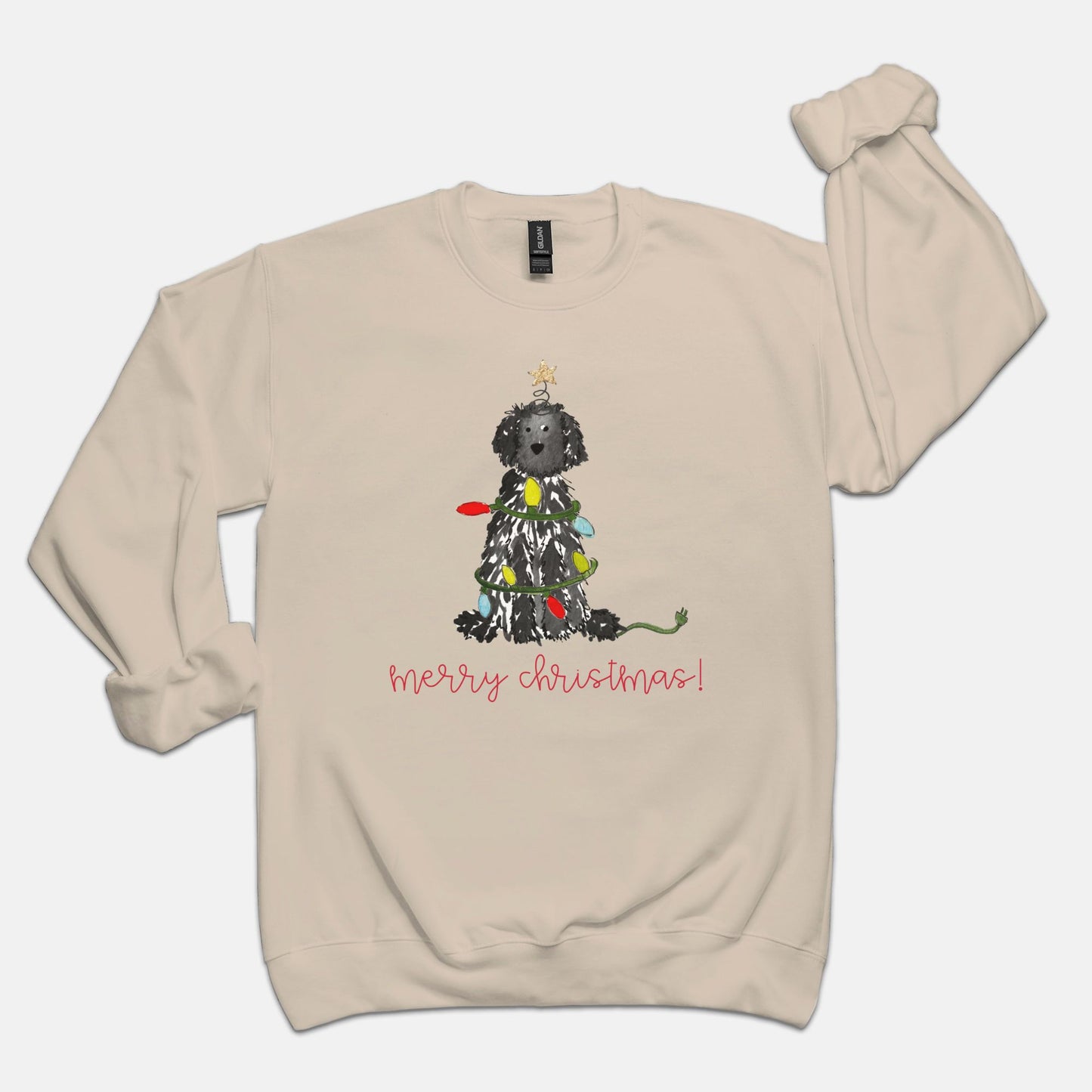 Festive Christmas Black Doodle Gildan Sweatshirt