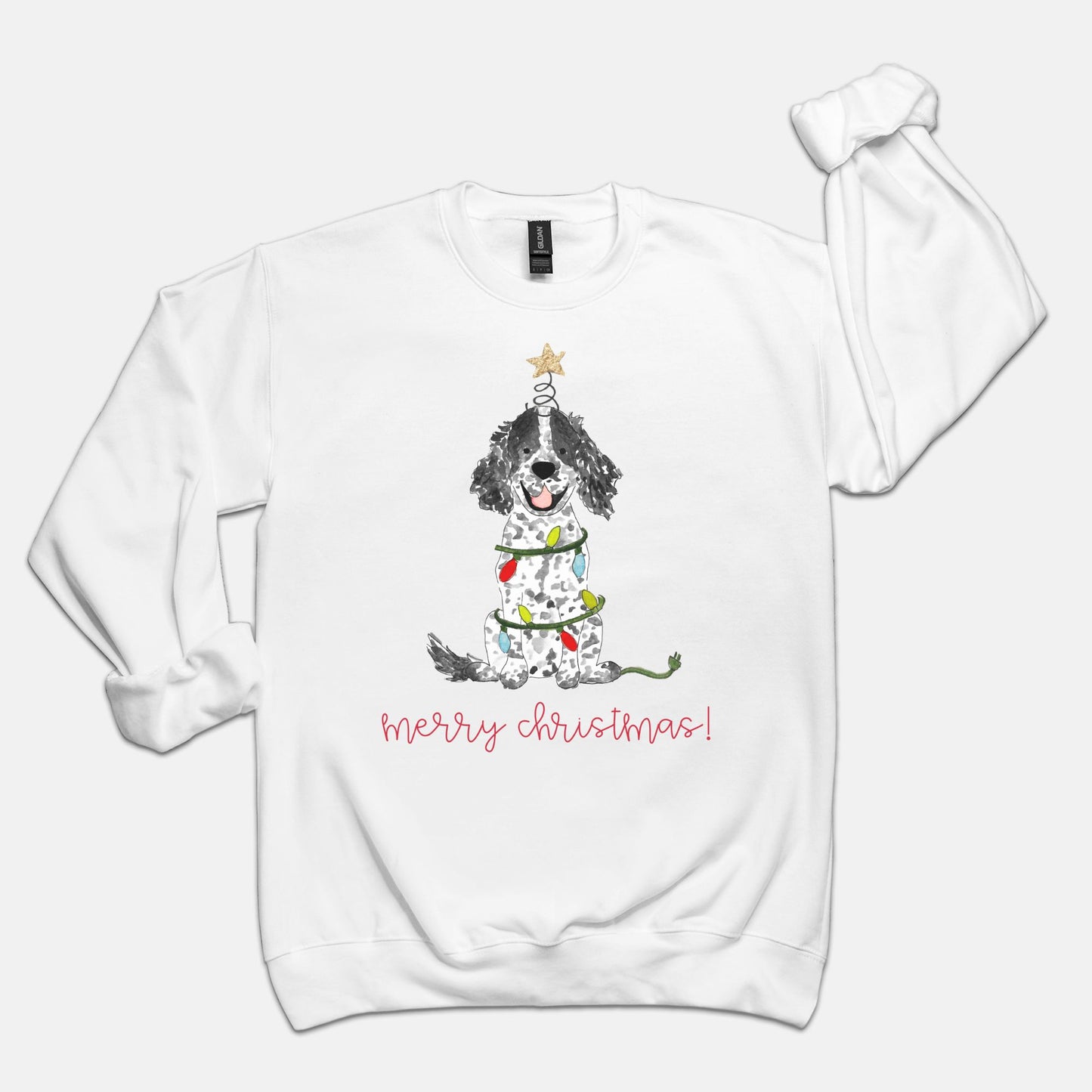 Festive Christmas Brown Parti Spaniel Gildan Sweatshirt