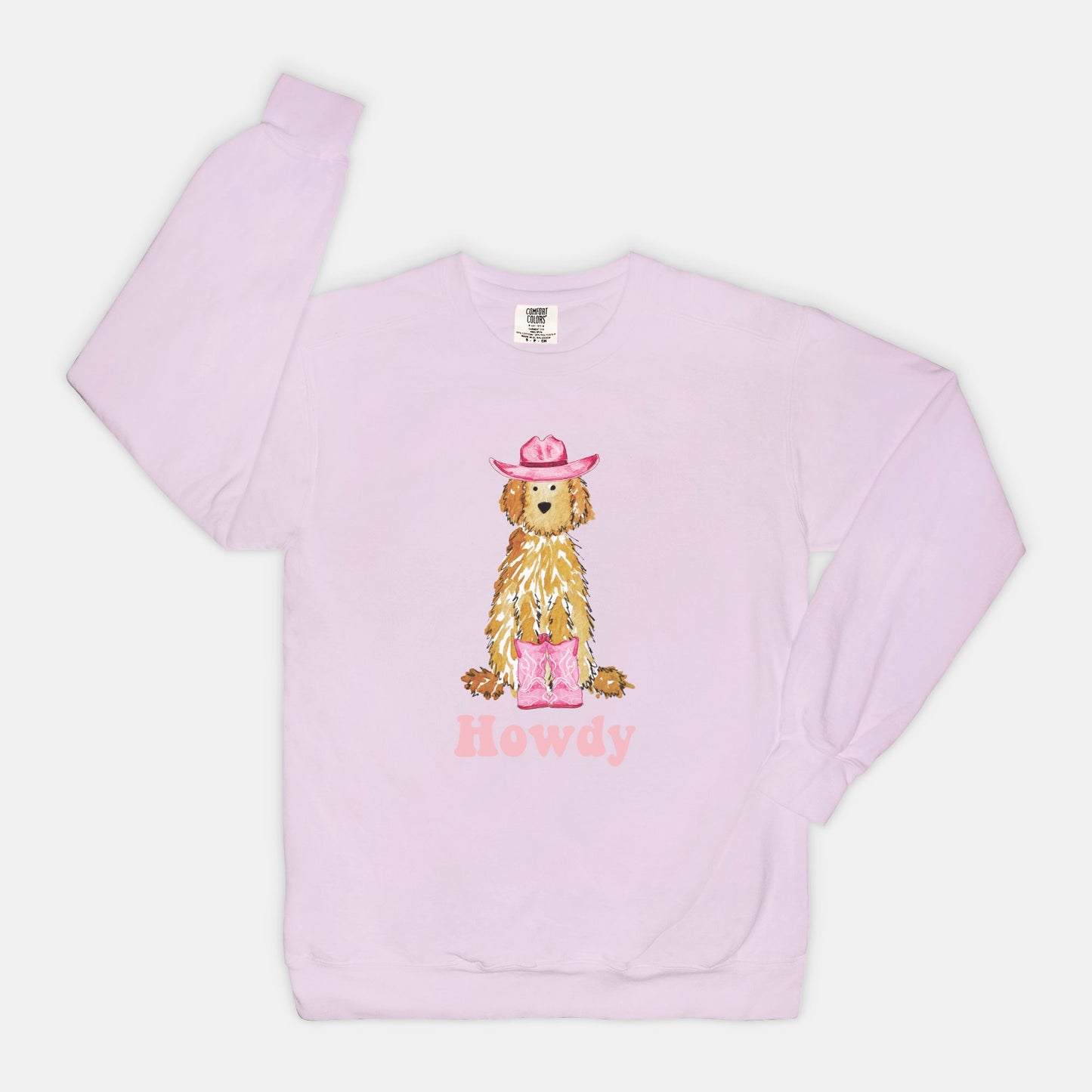 Howdy Cowgirl Apricot Doodle Comfort Color Crewneck Sweatshirt
