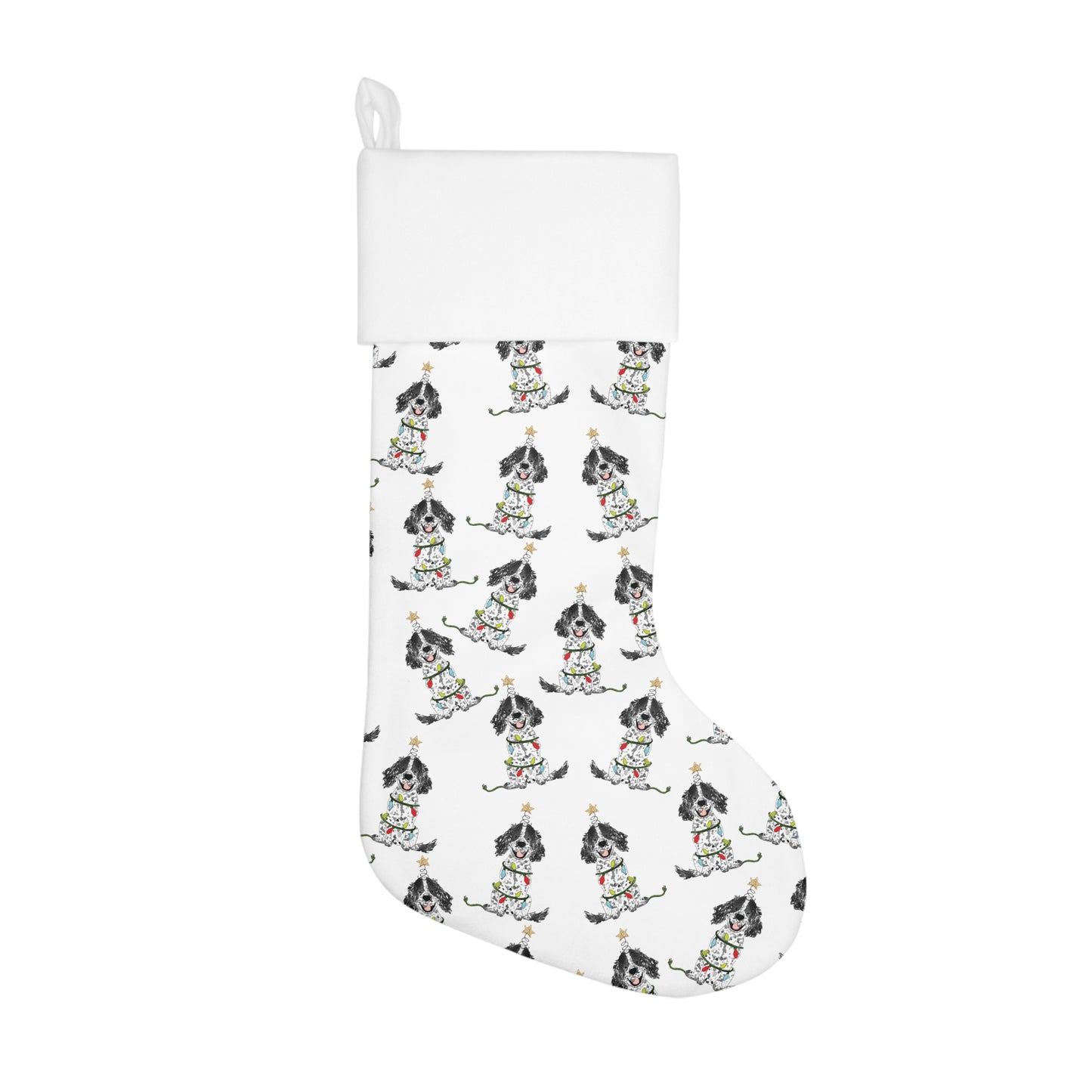 Festive Christmas Black Parti Spaniel Stocking | Christmas Black Parti Spaniel Pet Stockings, Dog Stocking