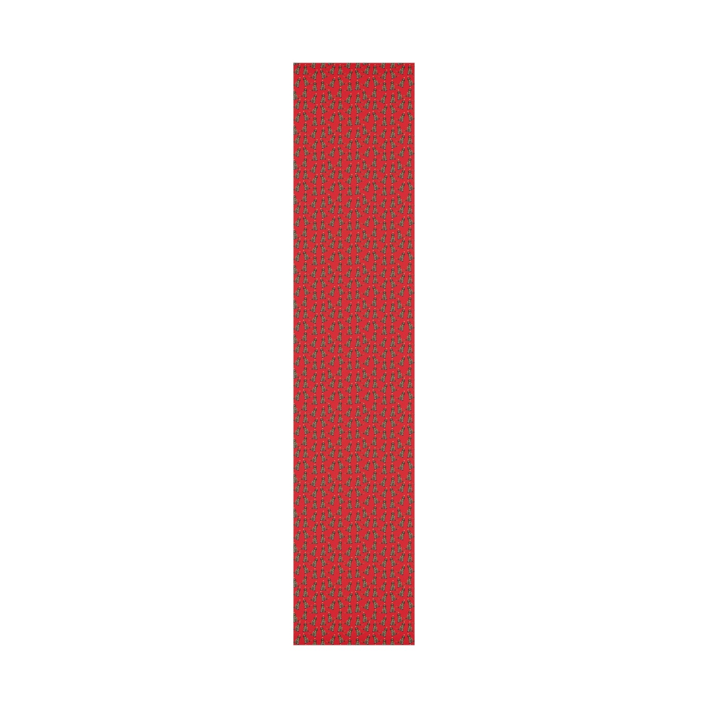 Festive Christmas Brown Doodle Gift Wrap - Red